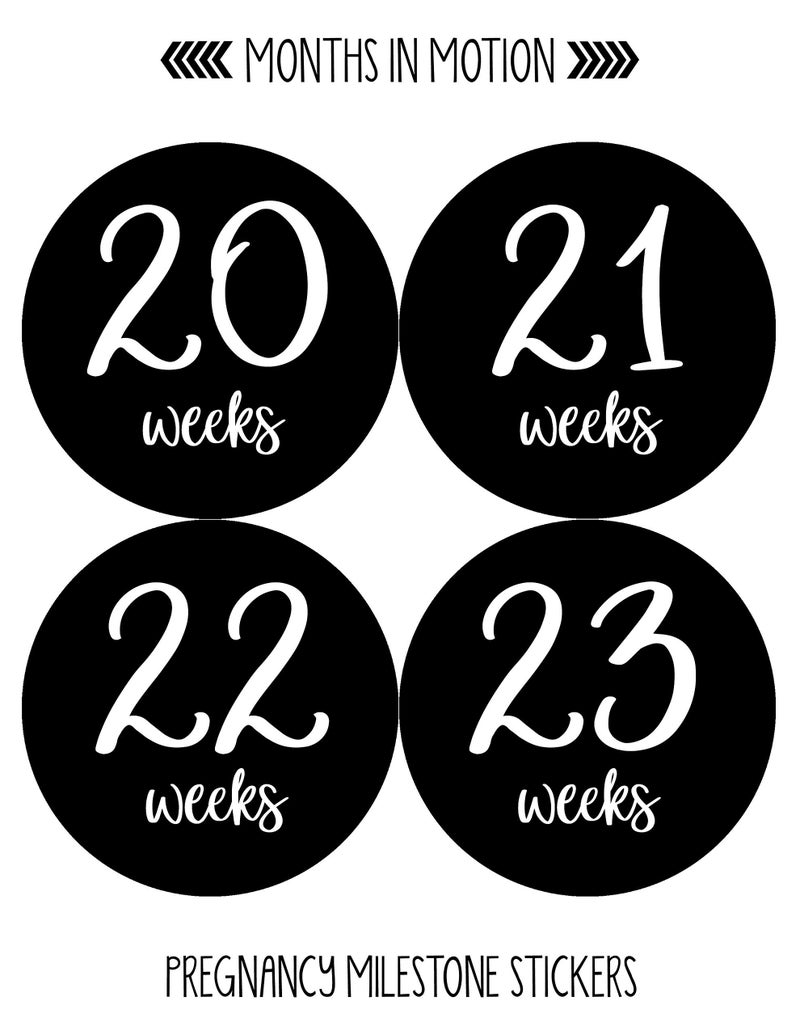 Months In Motion Pregnancy Weekly Belly Growth Stickers - Week to Week Pregnant Expecting Photo Prop - Maternity Keepsake - Baby Bump - Large Set of 36 Weekly Photo Sticker - Image 4