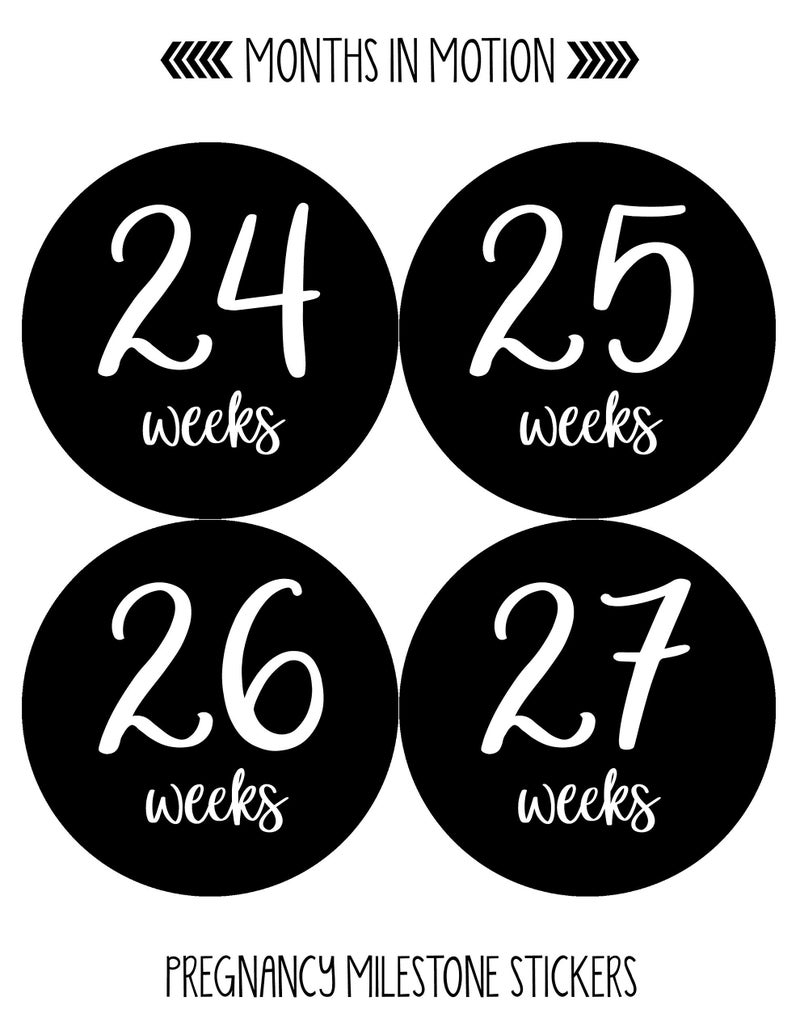 Months In Motion Pregnancy Weekly Belly Growth Stickers - Week to Week Pregnant Expecting Photo Prop - Maternity Keepsake - Baby Bump - Large Set of 36 Weekly Photo Sticker - Image 5