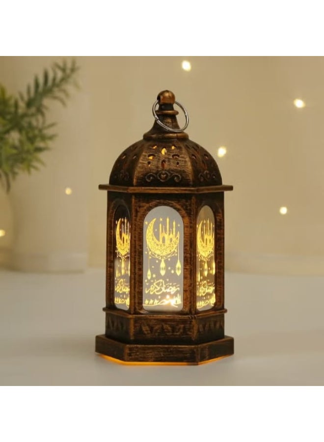 Ramadan lanterns, Ramadan decorations with lights, vintage LED lanterns with a hollow design, decorations for Ramadan holiday table decorations - Image 1