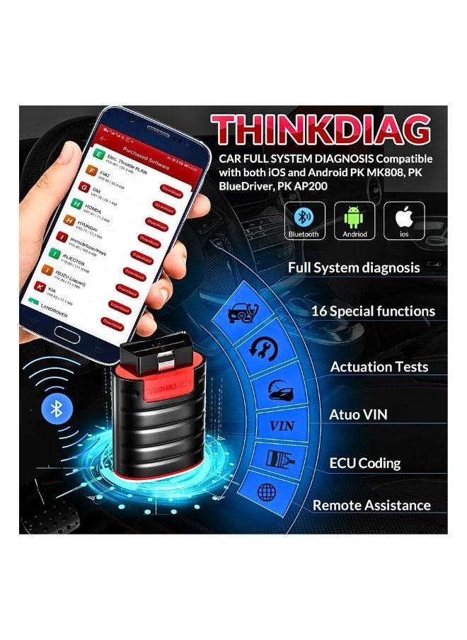 فكر في السيارة - Thinkdiag Obd2 ماسح كمبيوتر السيارة بلوتوث جميع الأنظمة أداة مسح ثنائية الاتجاه أدوات تشخيص مستوى OE مع ترميز ecm تحديث لمدة عام يناسب iPhone وAndroid - Image 1