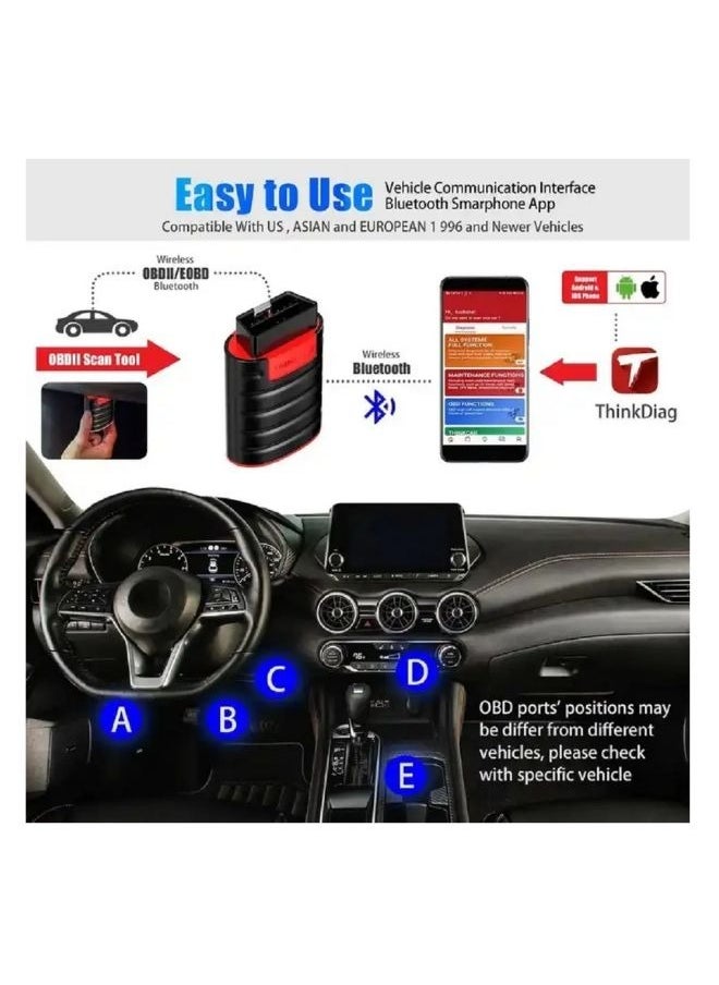 فكر في السيارة - Thinkdiag Obd2 ماسح كمبيوتر السيارة بلوتوث جميع الأنظمة أداة مسح ثنائية الاتجاه أدوات تشخيص مستوى OE مع ترميز ecm تحديث لمدة عام يناسب iPhone وAndroid - Image 1