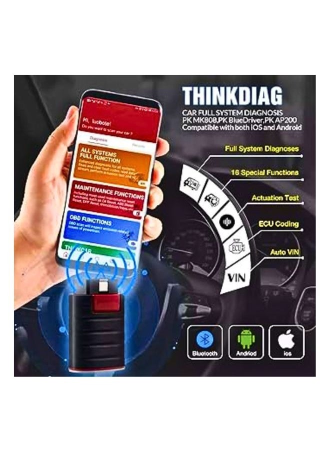 فكر في السيارة - Thinkdiag Obd2 ماسح كمبيوتر السيارة بلوتوث جميع الأنظمة أداة مسح ثنائية الاتجاه أدوات تشخيص مستوى OE مع ترميز ecm تحديث لمدة عام يناسب iPhone وAndroid - Image 1