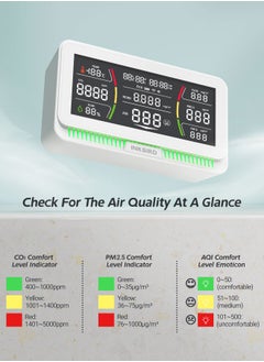 INKBIRD INKBIRD WiFi Air Quality Monitor Indoor Multifunctional Air Quality Detector IAQM-129-W Indoor Carbon Dioxide/Temperature/Humidity/AQI/HCHO/PM2.5/TVOC/PM10 Monitor for Home Office Hotel  - Image 3