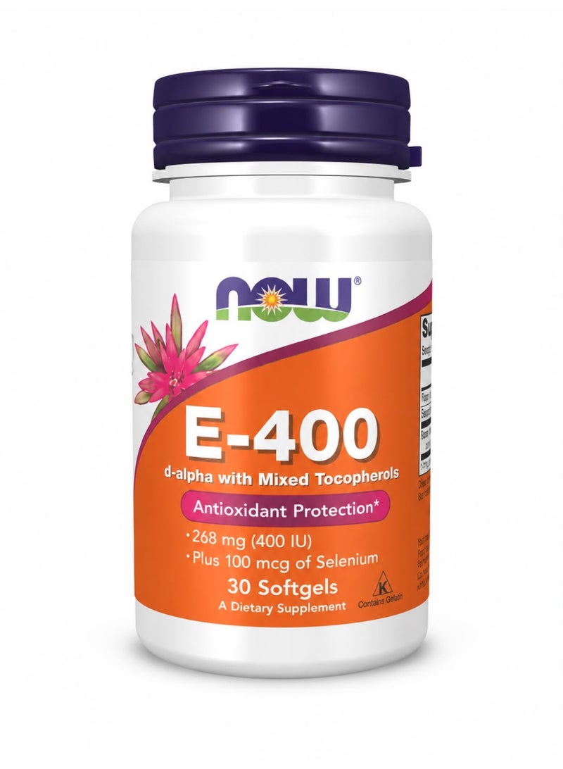 ناو فيتامين E 400 مع السيلينيوم | دعم مضاد للأكسدة | 30 كبسولة جيلاتينية - Image 1