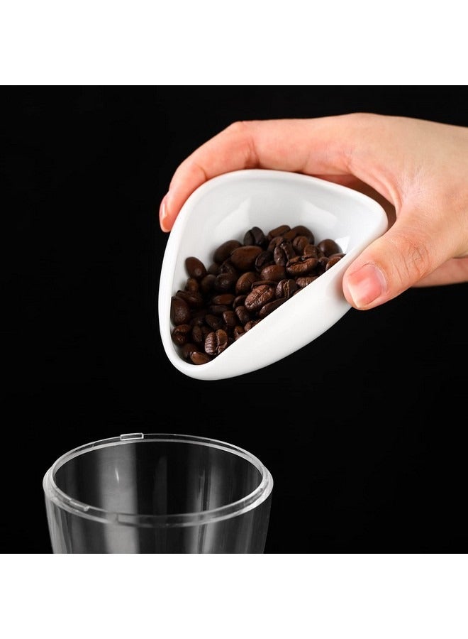 Beauenty Coffee Beans Ceramic Dosing Cup, Weigh Coffee Bean Container, Pure White Ceramic Tea&Coffee Beans Vessel, Tea Scoop for Loose Tea - Image 1