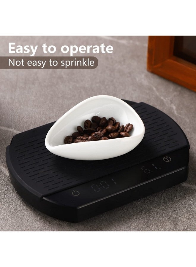 Beauenty Coffee Beans Ceramic Dosing Cup, Weigh Coffee Bean Container, Pure White Ceramic Tea&Coffee Beans Vessel, Tea Scoop for Loose Tea - Image 2