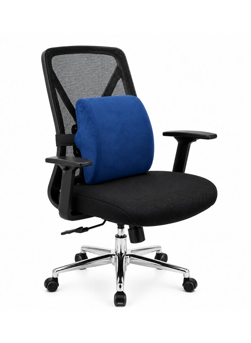Foam Lumbar Support Pillow for Daily Use, Ergonomic Lower Back Cushion with Removable Washable Velvet Cover for Office Chair, Car Seat and Home - Image 1