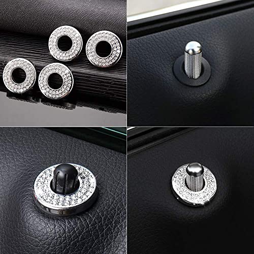 HAOBO 4PCS Bling Car Door Lock Inner Stickers, Bling Car Inner Door Lock Sparkle Stickers, Rhinestones Pull Rod Bolt Decorations Car Interior Accessories for Mercedes Benz C Class C200L GLC260 - Image 5