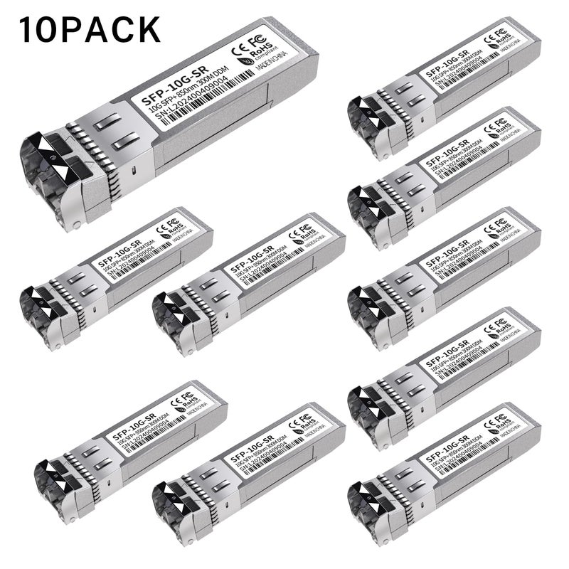 GESD 10Pack 10G SFP+ LC Module, 10GBase-SR Multi-Mode Ethernet Transceiver, 850nm MMF up to 400m â€“ Compatible with Cisco, Meraki, Ubiquiti, Mikrotik, Netgear, HPE, TP-Link, Aruba and More - Image 2