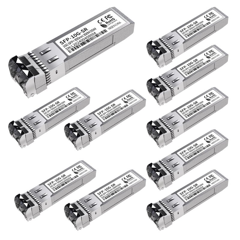 GESD 10Pack 10G SFP+ LC Module, 10GBase-SR Multi-Mode Ethernet Transceiver, 850nm MMF up to 400m â€“ Compatible with Cisco, Meraki, Ubiquiti, Mikrotik, Netgear, HPE, TP-Link, Aruba and More - Image 1