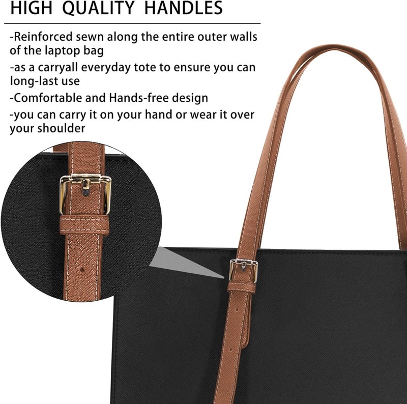 NUBILY Laptop Bag for Women Waterproof Lightweight Leather 15.6 Inch Computer Tote Bag - Image 5