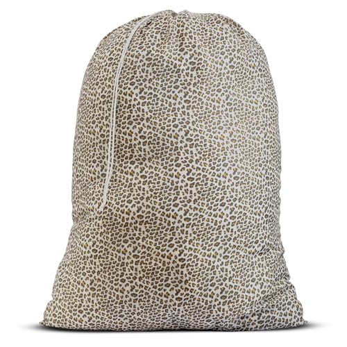 Handy Laundry Nylon Bag - Locking Drawstring Closure, Machine Washable, These Large Bags Will Fit a Laundry Basket and Strong Enough to Carry up to Two Loads of Clothes. (Leopard | 30" x 40") - Image 1