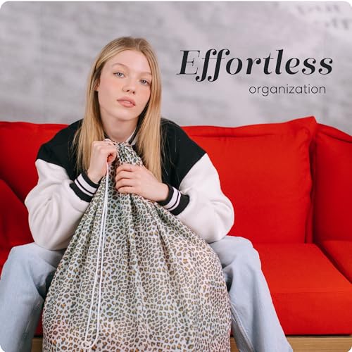 Handy Laundry Nylon Bag - Locking Drawstring Closure, Machine Washable, These Large Bags Will Fit a Laundry Basket and Strong Enough to Carry up to Two Loads of Clothes. (Leopard | 30" x 40") - Image 3