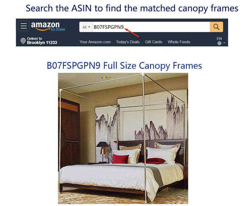 Mengersi Black Elegant 4 Corners Post Canopy Bed Curtains Mosquito Net Bed Drapes Full Size - Image 2