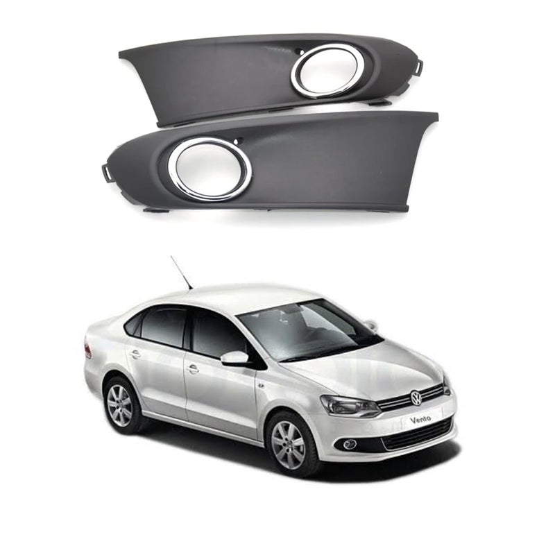 SNTP Imported Black Fog Lamp Cover With Chrome Strip For VW Vento Type 1(2010-2015) - Image 1