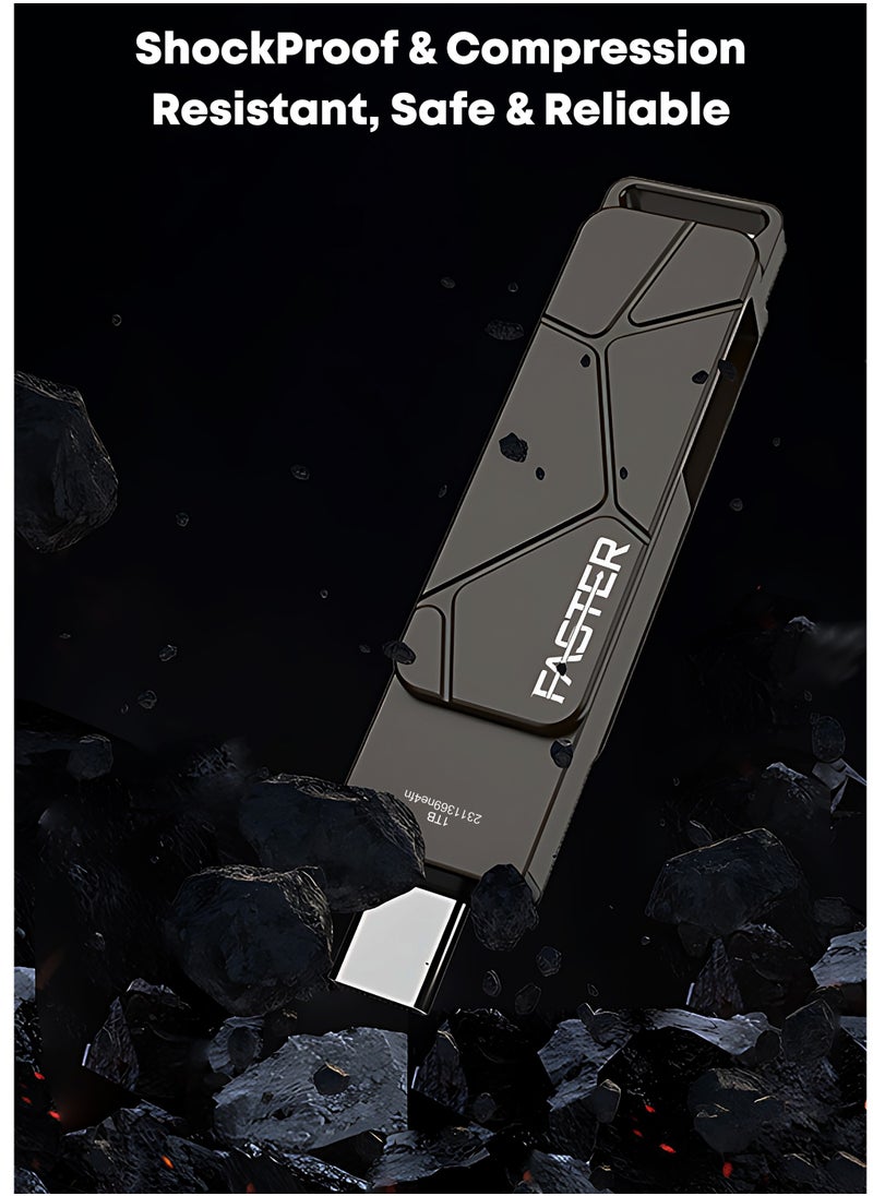 Faster - 256GB Dual OTG USB Type-C Flash Drive - 2 in 1 USB 3.1 Pendrive with Metal Body - High Speed Jump Drive Memory Stick with Keychain - Transfer Speed Up to 100 Mbps - For Laptop, Mobile, Smart TV, Car, Speaker - Image 1