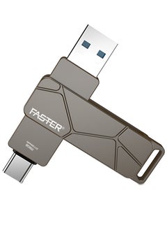 Faster 256GB Dual OTG USB Type-C Flash Drive - 2 in 1 USB 3.1 Pendrive with Metal Body - High Speed Jump Drive Memory Stick with Keychain - Transfer Speed Up to 100 Mbps - For Laptop, Mobile, Smart TV, Car, Speaker  - Image 1