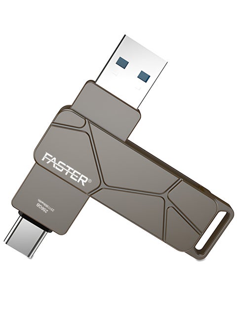 256GB Dual OTG USB Type-C Flash Drive - 2 in 1 USB 3.1 Pendrive with Metal Body - High Speed Jump Drive Memory Stick with Keychain - Transfer Speed Up to 100 Mbps - For Laptop, Mobile, Smart TV, Car, Speaker