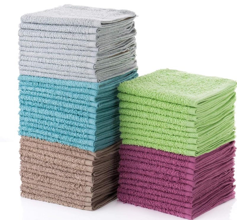 SIMPLI-MAGIC Cotton Wash Cloths 12"x12" (50 Pack) – Highly Absorbent Soft Towels for Bathroom – Commercial Terry Washcloth for Face, Hand, Bath, Kitchen, Gym & Hotel (Multicolor) - Image 5