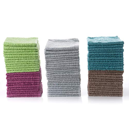 SIMPLI-MAGIC Cotton Wash Cloths 12"x12" (50 Pack) – Highly Absorbent Soft Towels for Bathroom – Commercial Terry Washcloth for Face, Hand, Bath, Kitchen, Gym & Hotel (Multicolor) - Image 3