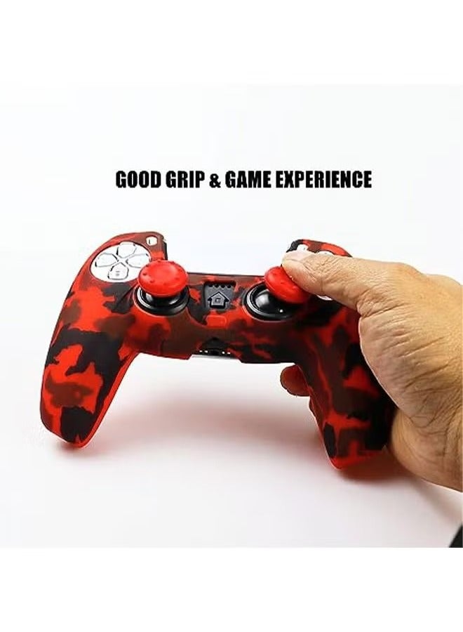 كينسو إكسسوارات غلاف سيليكون لجهاز التحكم اللاسلكي Sony PS5، أغلفة مقابض مضادة للانزلاق والخدوش، واقية من الغبار، غطاء سيليكون واقي لجهاز التحكم PS5 باللون الأحمر/الأسود. - Image 4