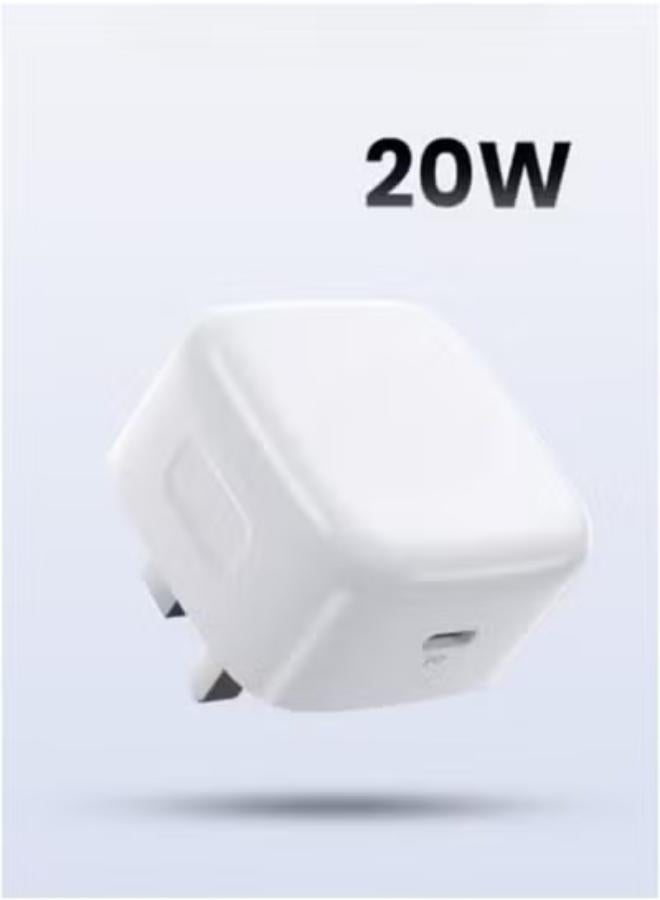 20W Fast Charger Type-C Fish iPhone Fast Charger and PD Wall Charger for iPhone 15/15 Plus/15 Pro/15 Pro Max/14 Pro/14 Pro Max/11/12/13 and iPad and iPad Mini/iPad Pro - White - Image 1
