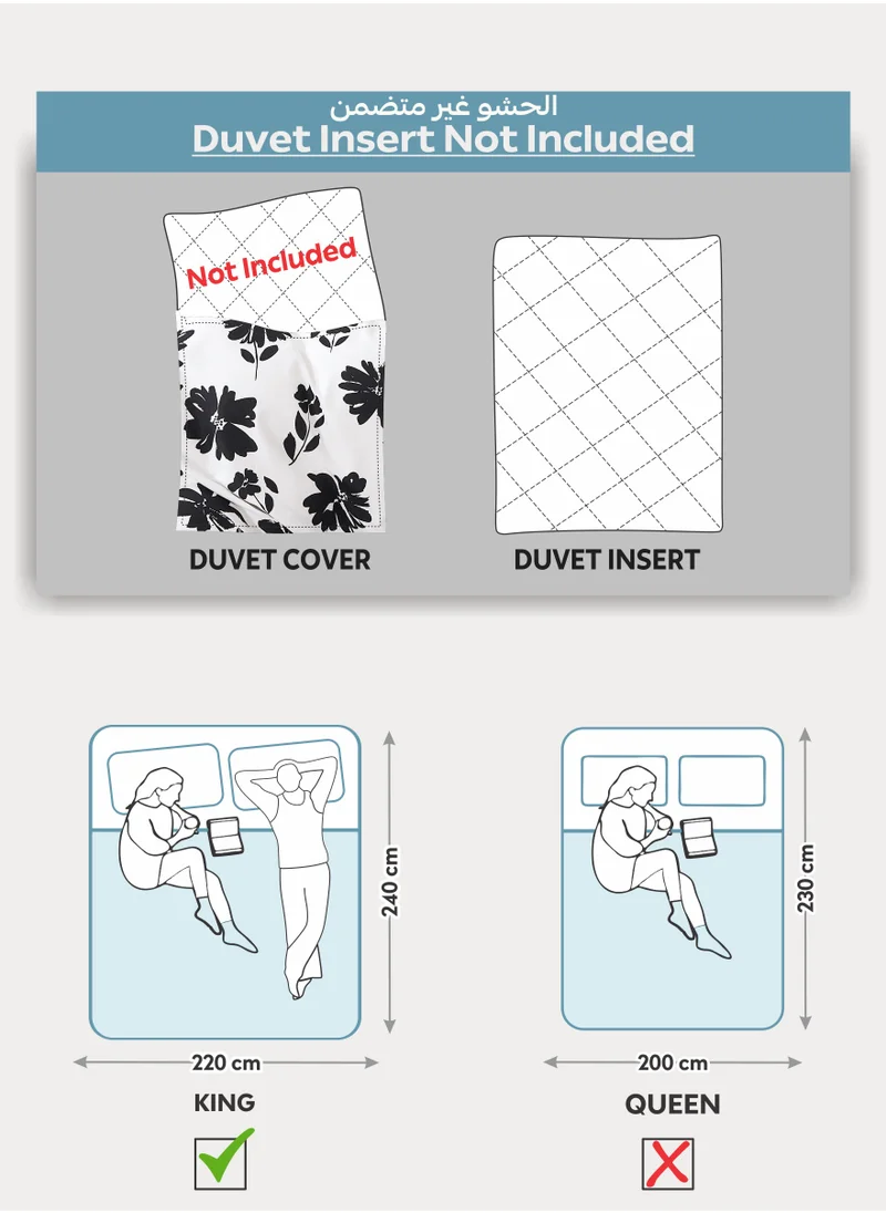 Donetella Printed Duvet Set, King Size 220x240 cm - 6-Pcs Bed Set, Microfiber Fabric - 1 Duvet Cover, 1 Fitted Sheet, 2 Pillow Shams, 2 Pillowcases (Filler Not Included)