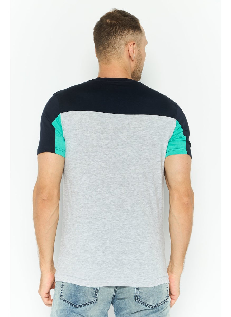 CROSSHATCH Men Round Neck Embroidered Logo Short Sleeves T-shirt, Dark Navy  - Image 4