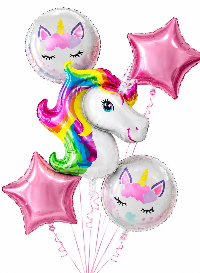 Unicorn Birthday Decorations for Girls 5 Pcs | Pink Birthday Balloons for Girls | Unicorn Birthday Party Supplies | Unicorn Birthday Balloons for Kids | Unicorn Theme Balloons | Unicorn Party Decoration Set - Image 1
