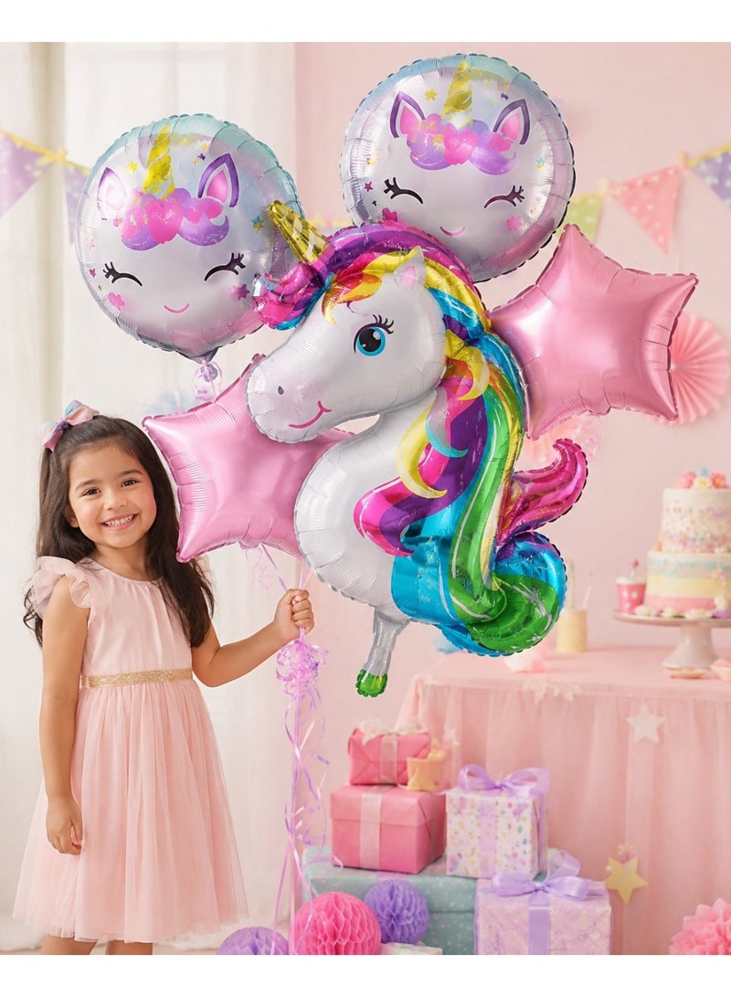 Unicorn Birthday Decorations for Girls 5 Pcs | Pink Birthday Balloons for Girls | Unicorn Birthday Party Supplies | Unicorn Birthday Balloons for Kids | Unicorn Theme Balloons | Unicorn Party Decoration Set - Image 2