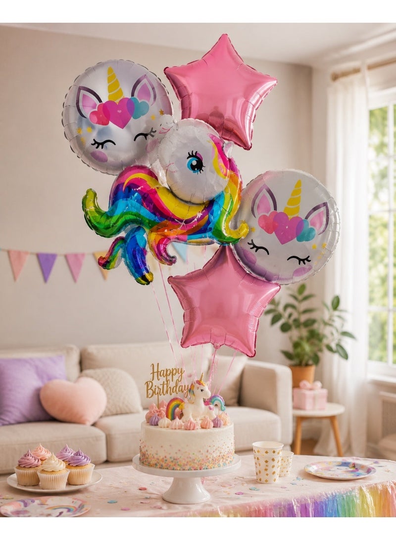 Unicorn Birthday Decorations for Girls 5 Pcs | Pink Birthday Balloons for Girls | Unicorn Birthday Party Supplies | Unicorn Birthday Balloons for Kids | Unicorn Theme Balloons | Unicorn Party Decoration Set - Image 3