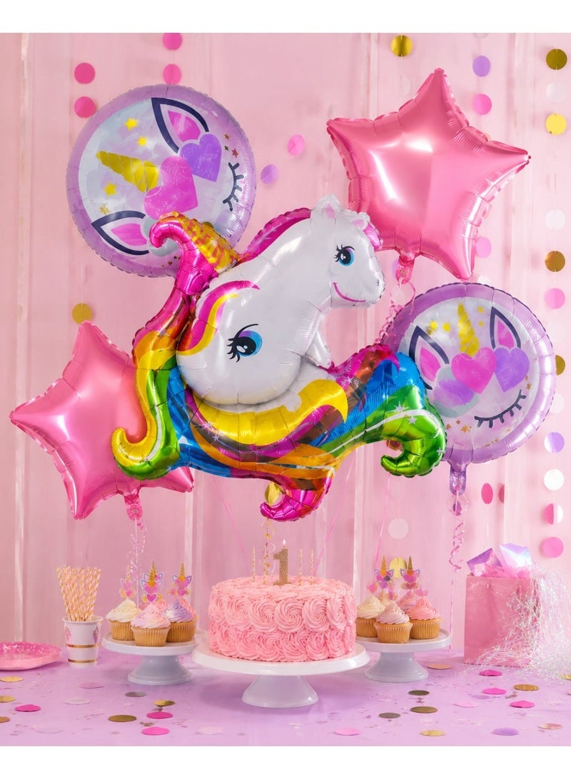 Unicorn Birthday Decorations for Girls 5 Pcs | Pink Birthday Balloons for Girls | Unicorn Birthday Party Supplies | Unicorn Birthday Balloons for Kids | Unicorn Theme Balloons | Unicorn Party Decoration Set - Image 5