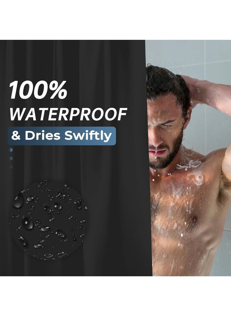 Generic - Waterproof Fabric Shower Curtain, 180 x 180 cm, Black - Image 1