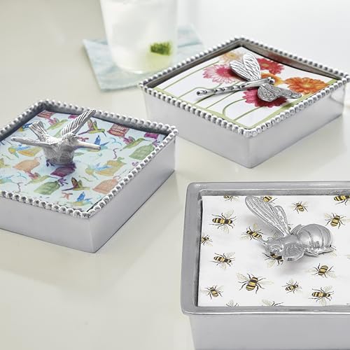 Mariposa Honeybee Signature Napkin Box Set | Silver | Brillante | Gifts | Napkin Box & Weight Set | Recycled SANDCAST Aluminum | Handmade in Mexico - Image 3