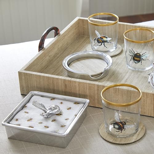 Mariposa Honeybee Signature Napkin Box Set | Silver | Brillante | Gifts | Napkin Box & Weight Set | Recycled SANDCAST Aluminum | Handmade in Mexico - Image 2