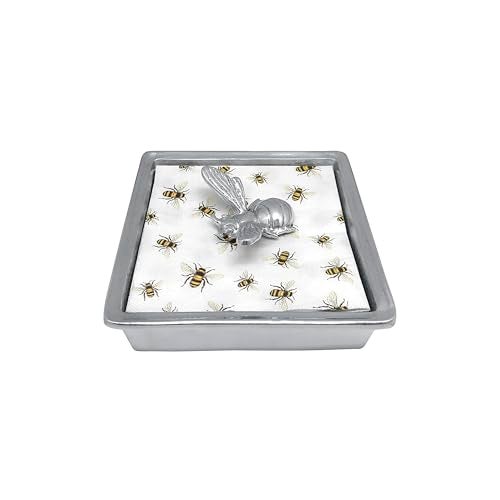 Mariposa Honeybee Signature Napkin Box Set | Silver | Brillante | Gifts | Napkin Box & Weight Set | Recycled SANDCAST Aluminum | Handmade in Mexico - Image 1