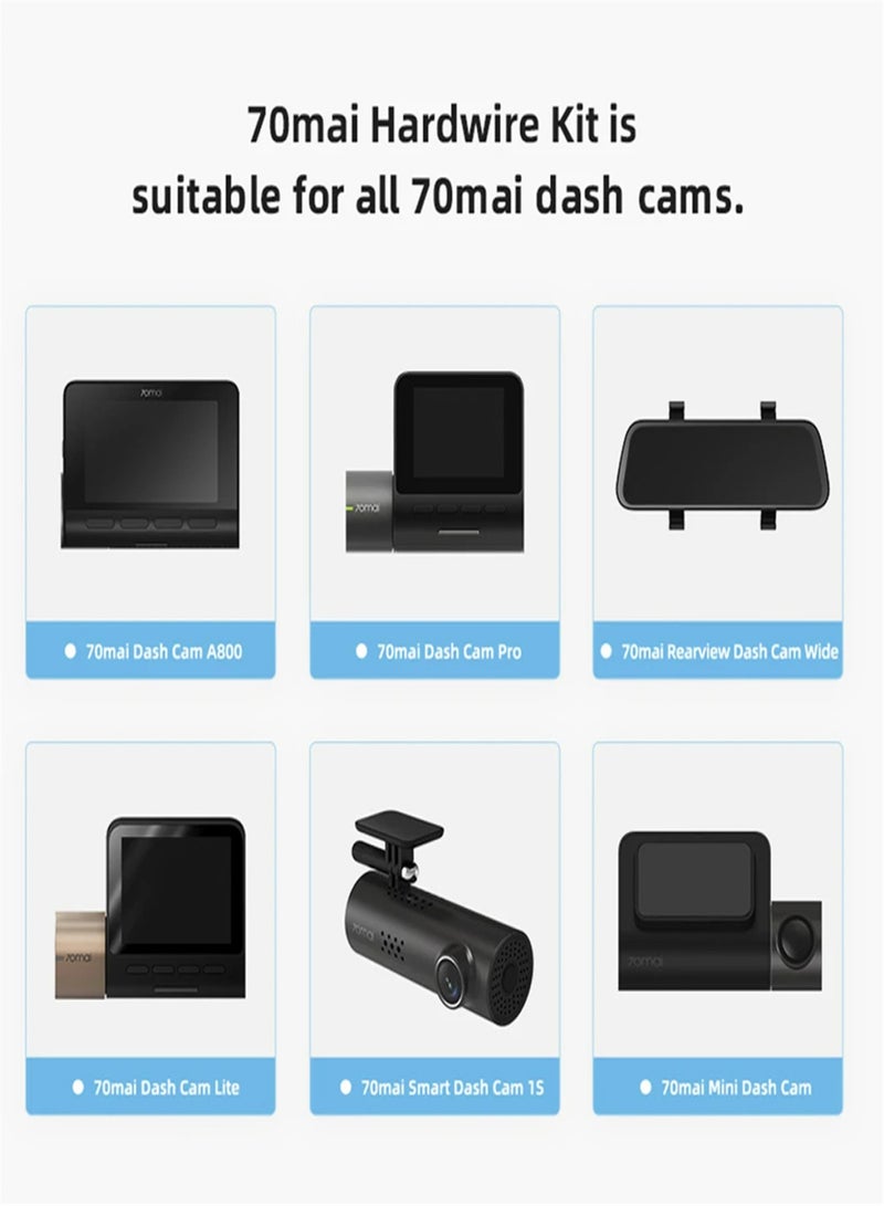 For 70mai  UP02 A800 - A500S - D07 - D08parking monitoring line universal version 70m driving recorder smart rearview mirror 24 hours ACC signal line - Image 3