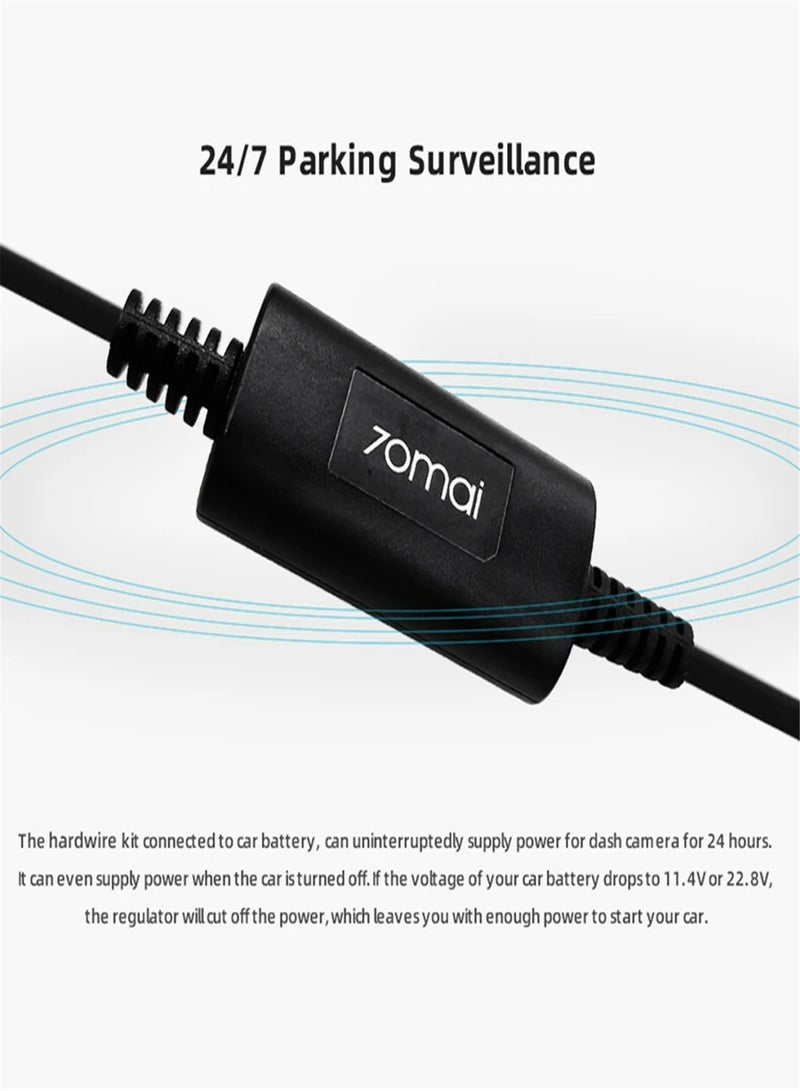 For 70mai  UP02 A800 - A500S - D07 - D08parking monitoring line universal version 70m driving recorder smart rearview mirror 24 hours ACC signal line - Image 2