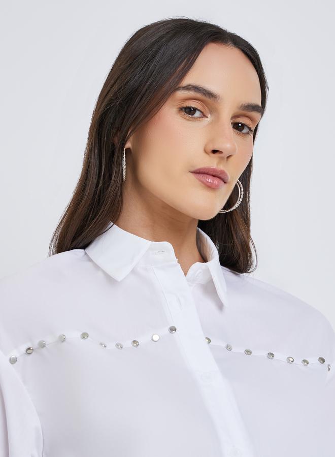 ستايلي بلوزة سادة بتفاصيل أزرار - Image 4