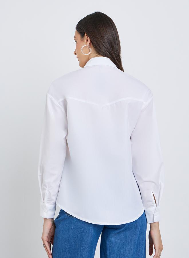 ستايلي بلوزة سادة بتفاصيل أزرار - Image 5