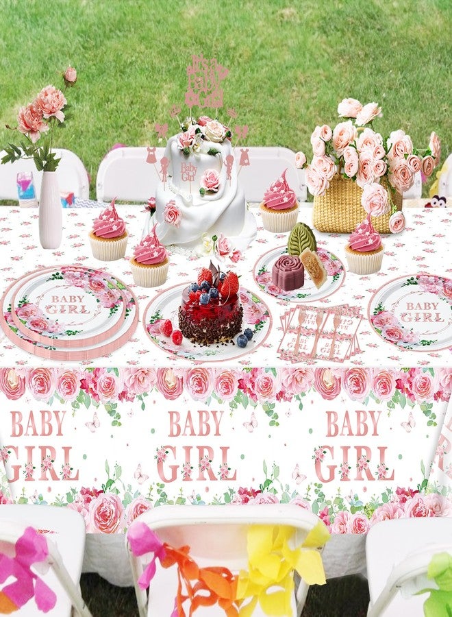 Inspireyee 160 PCS Baby Shower Decorations for Girl Gender Reveal Party Supplies Tableware set-Plate, Napkin, Baby Shower Rose Gold Floral Dinnerware Set for Girl Baby Shower Decorations Party Supplies 40 Guests - Image 5