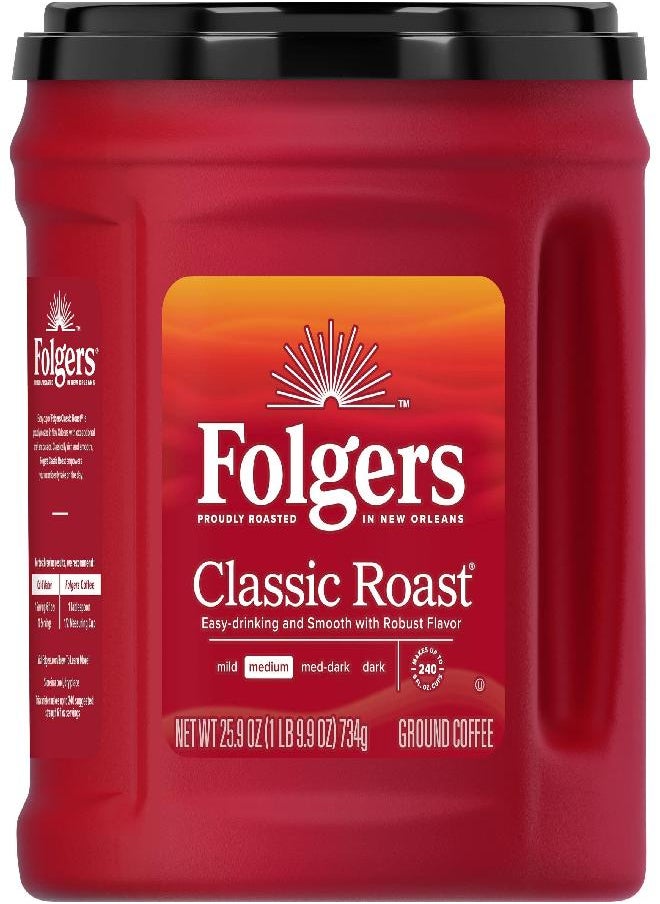 Folgers Folgers Classic Roast Ground Coffee, Medium Roast Coffee, 25.9 Ounce Canister  - Image 2