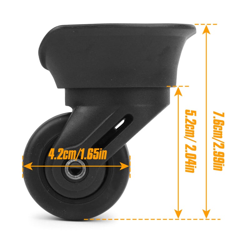 Volein Suitcase Wheels Plastic for DIY Repair, 360 Swivel Wheel Replacement Luggage Travel Casters, Black Spinner Suitcase Caster for Luggage, V72A - Image 3