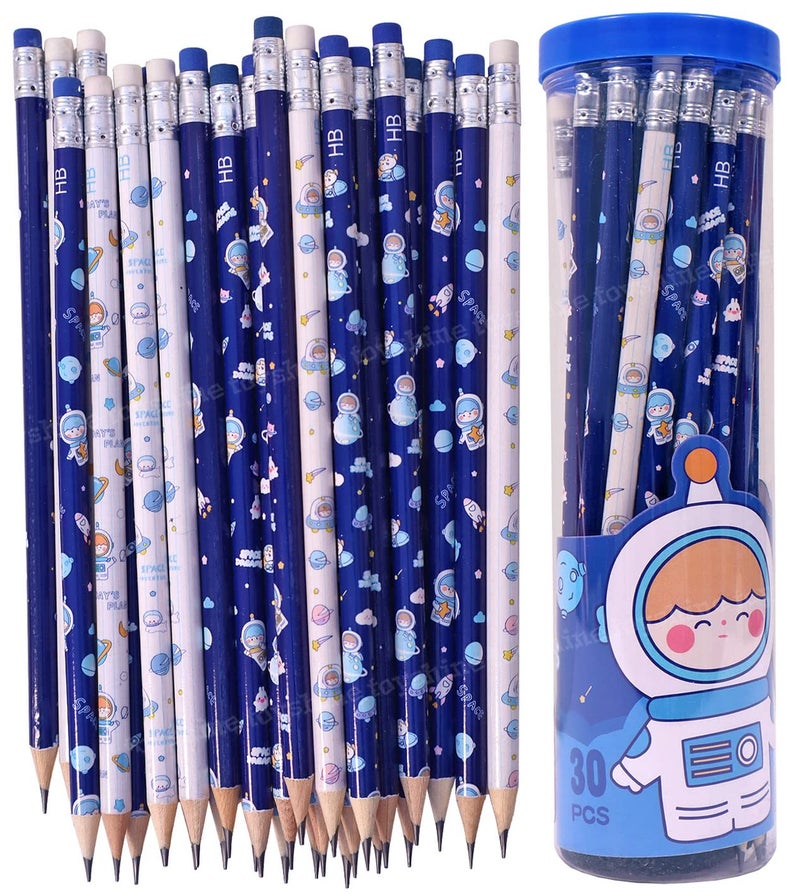 Toyshine Toyshine Pack of 30 Pencils Thick Strong Grip Pencils Suitable for School Kids Art Drawing Drafting Sketching Shading Space Blue - Image 1