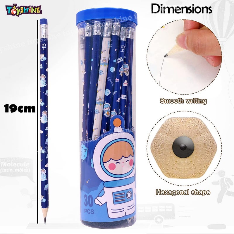 Toyshine Toyshine Pack of 30 Pencils Thick Strong Grip Pencils Suitable for School Kids Art Drawing Drafting Sketching Shading Space Blue - Image 5