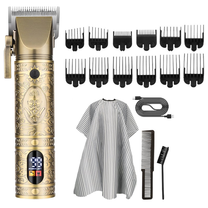 Electric Hair Clippers: Gold USB Cordless, Long 90+ Minute Battery Life, Powerful Low Noise Motor - Ergonomic Carbon Steel Build, Sharp Stainless Steel Blades for Home & Professional Hair Trimming - Image 1