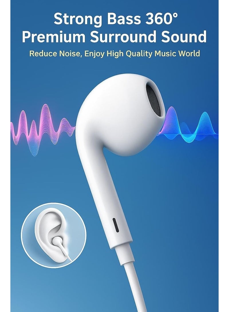 Youque Lightning Wired Earphones, Built-in Microphone & Volume Control ,Compatible with iPhone 14/13/12/11/XS/XR/SE, Pro/Pro Max - Image 3