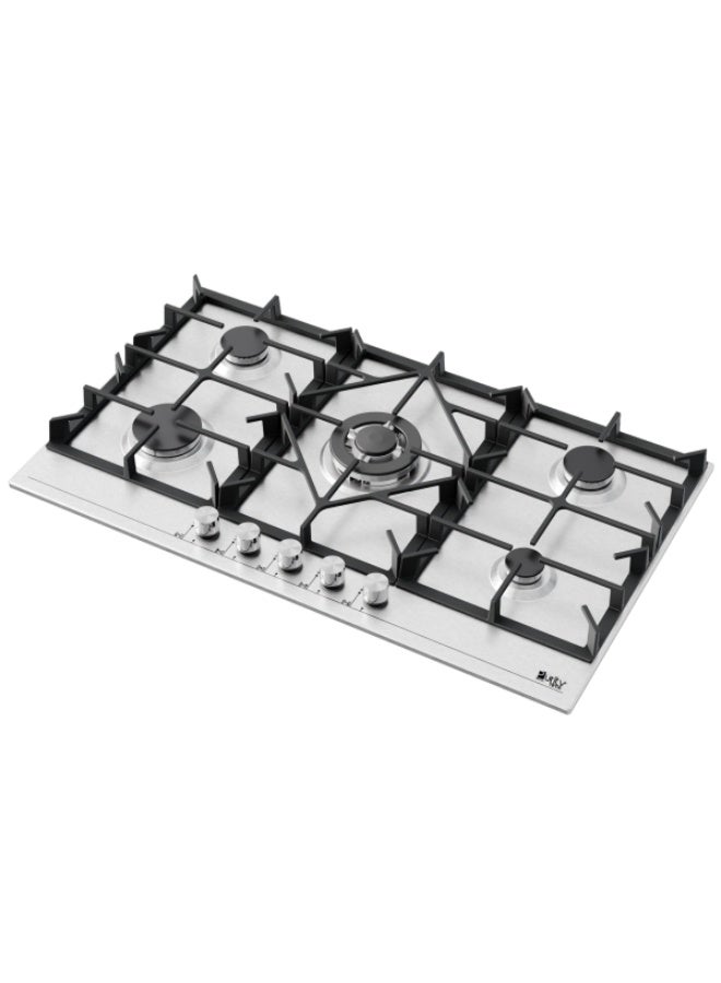 Purity Built-in Gas Hob - 90 Cm - Cast Iron Holders - 5 Burners - Triple Flame - Stainless Steel - Autoignition - Silver - HPT906S - Image 2