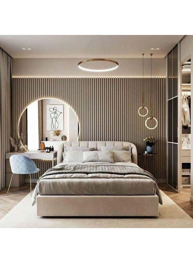 Al Home Super King Bed in Beige Chanel Fabric with Swedish Wood Frame By Alhome - 110112402