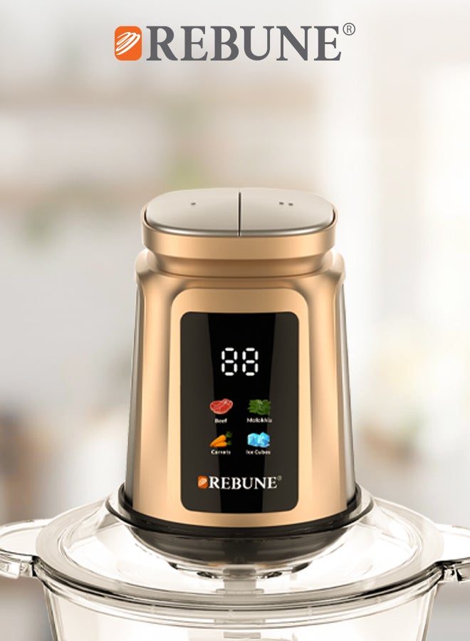 REBUNE Electric Chopper, Powerful Performance For All Your Needs 3 L 500 W RE-2-191 Gold - Image 2